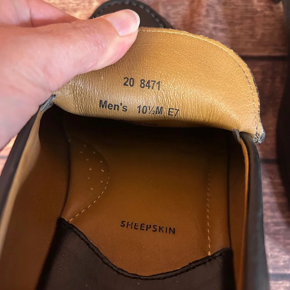 Johnston & Murphy Mens Black Leather Sheepskin Lining Moc Toe Loafers 10.5 M